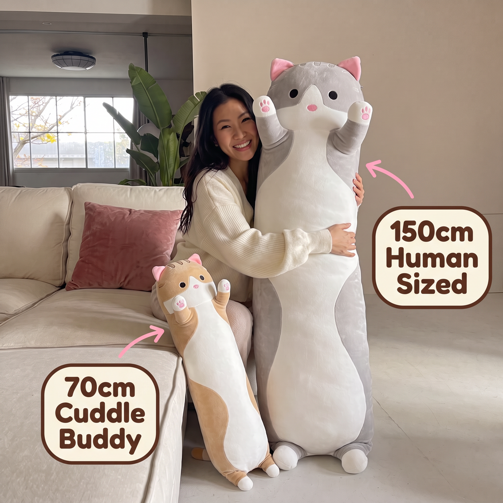 Snug Cat 150cm Human Sized next to a person for scale